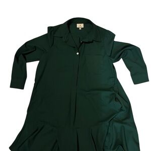 Tuckernuck Forest Green Long Sleeve Shirt Dress